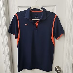 Nike Women's Polo Shirt in Navy and Orange Accents